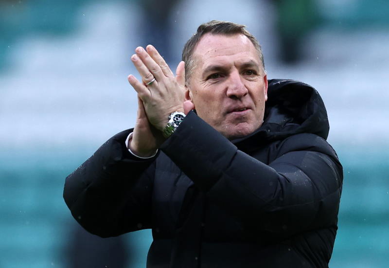 Celtic manager Brendan Rodgers celebrating