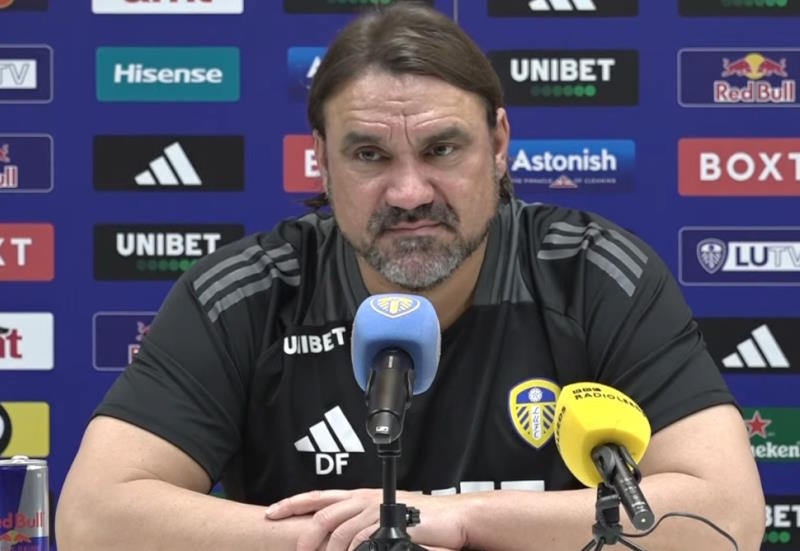 Leeds United manager Daniel Farke at a press conference
