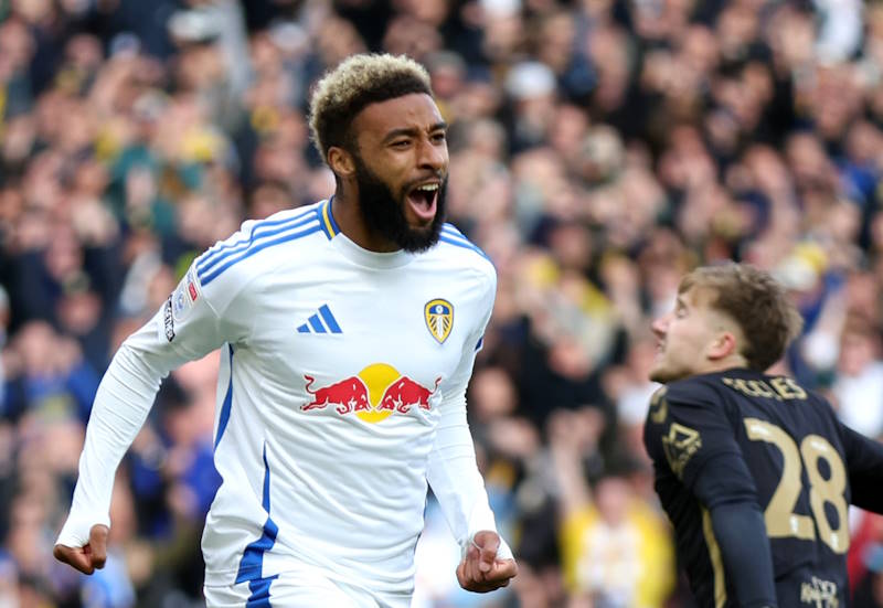 Leeds United defender Jayden Bogle celebrates scoring