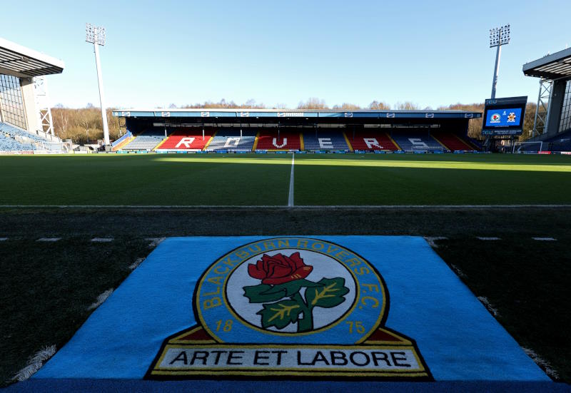 Blackburn Rovers' Ewood Park seen from pitchside