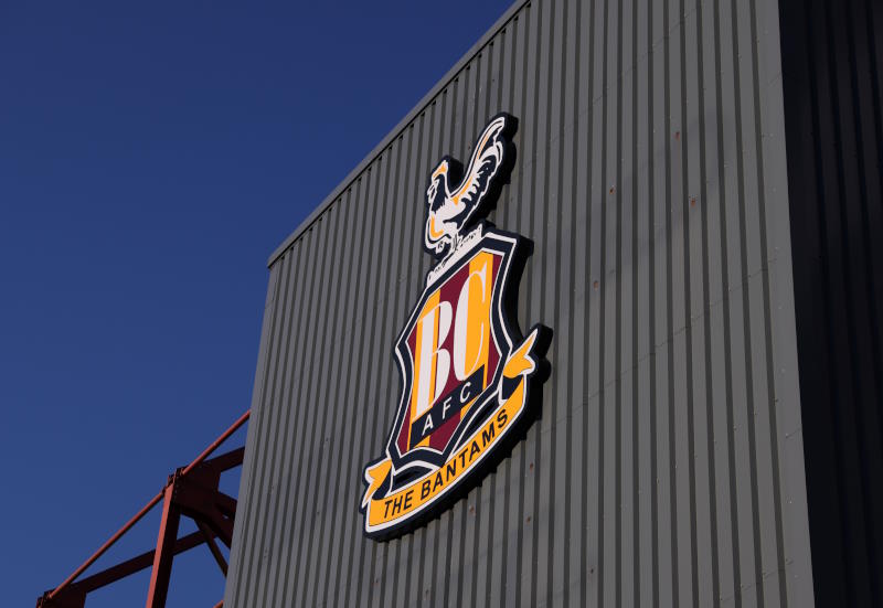 Bradford City logo on the outside of the stadium