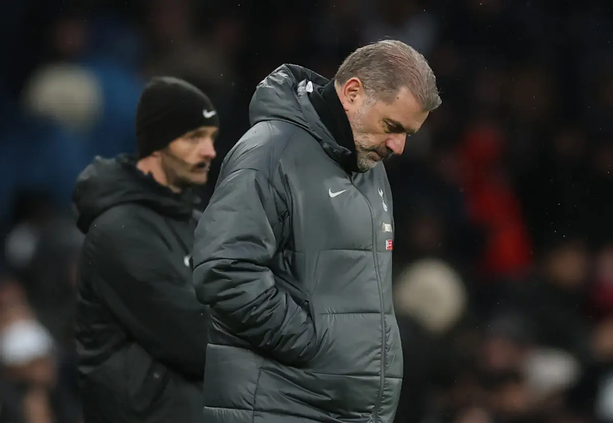 Spurs manager Ange Postecoglou looks downbeat in a game